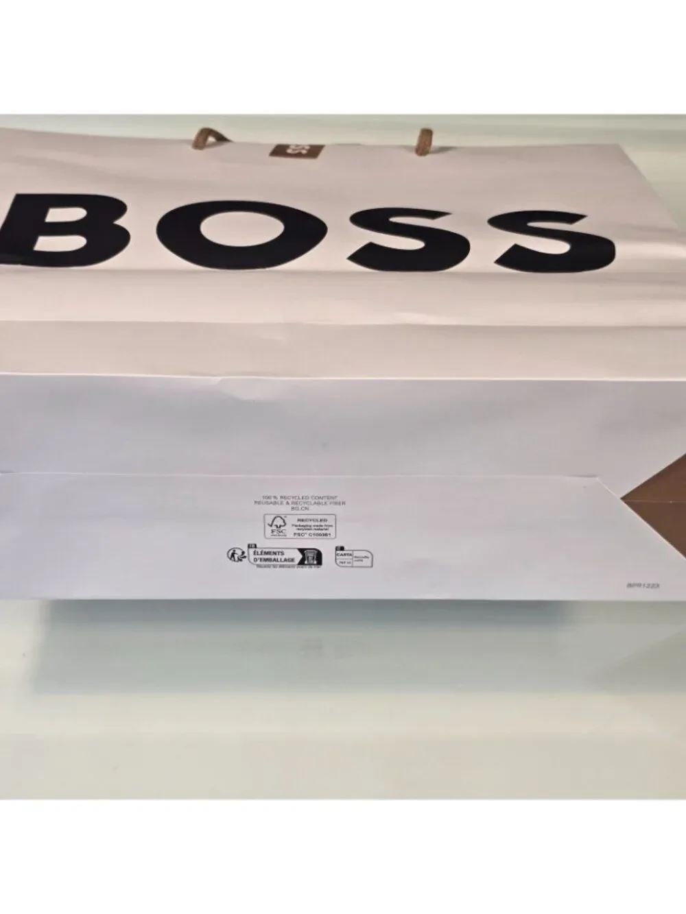 Large HUGO BOSS White & Gold Shopping Tote Bag Big Bold Logo Black Letters
